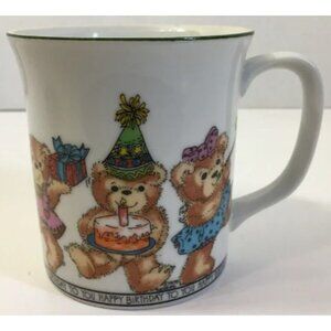 Vintage Collectible Happy Birthday To You Ceramic Mug Enesco 1979 Teddy Bear